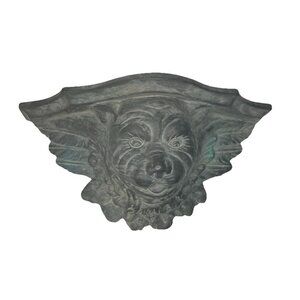 Gargoyle w Wings Face Head Gray Pottery Shelf Decor Head 10" wide, 5" high